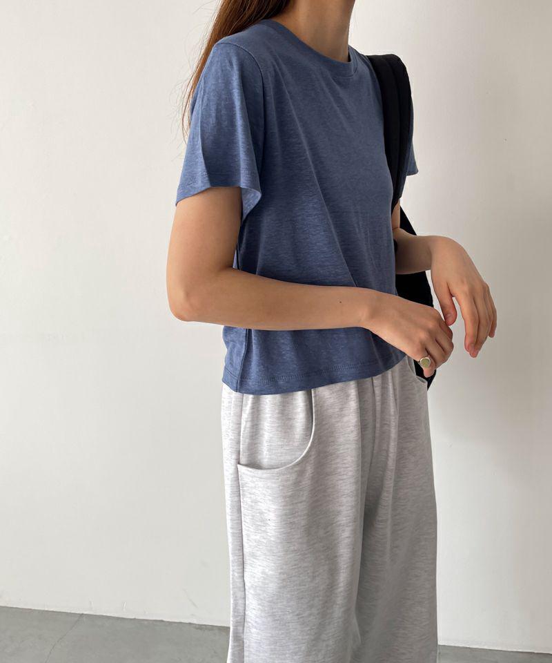 El mar(エルマール)リネン混スラブ半袖Tシャツ