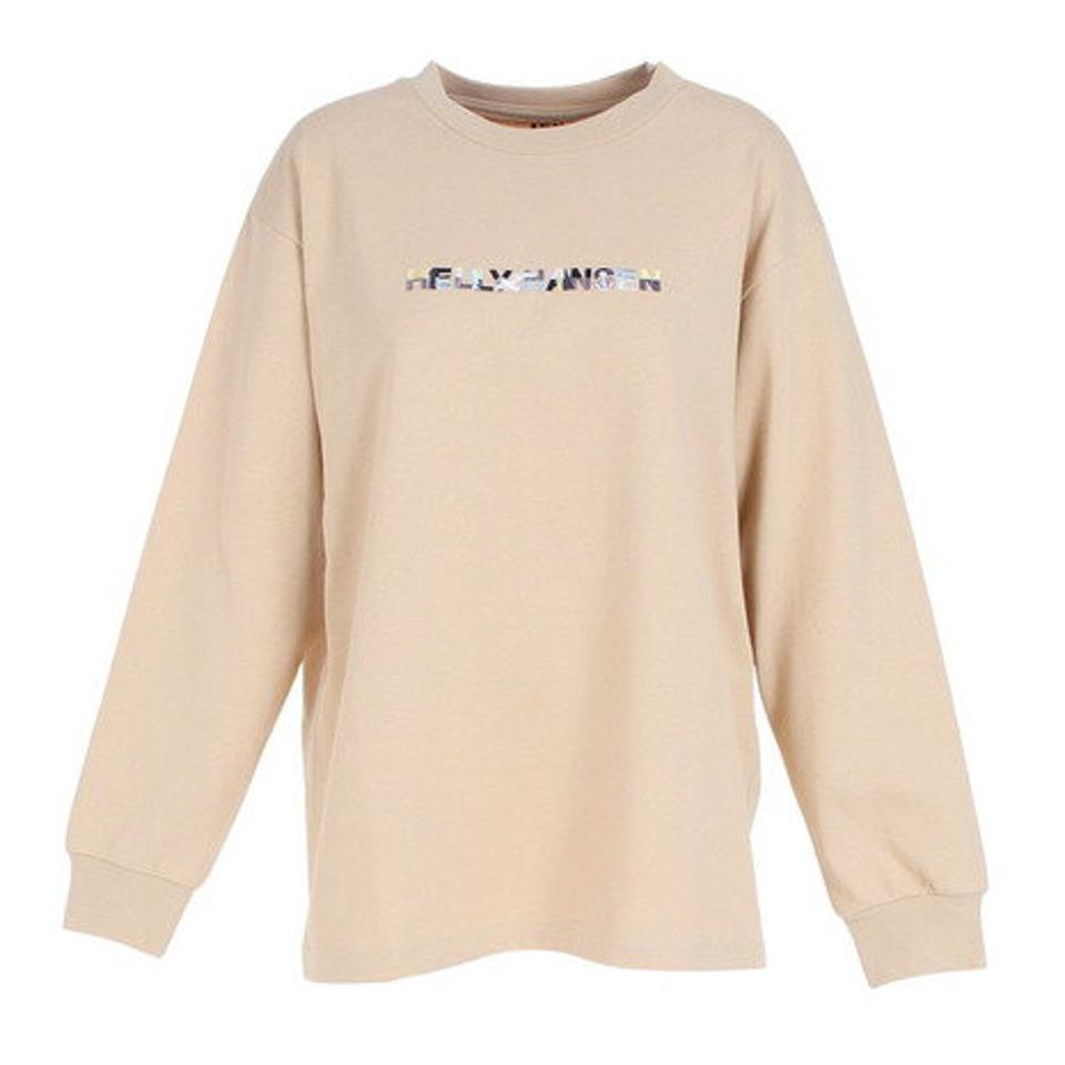 ヘリーハンセン(HELLY HANSEN)(レディース)長袖Tシャツ ロンT ロングスリーブ エンブロイダリーロゴTシャツ HE32333 BS ベージュ トップス 春