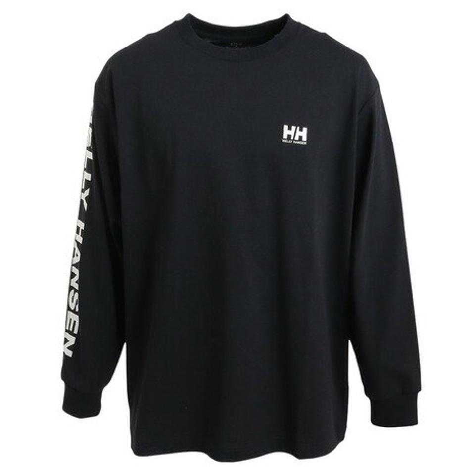 【9/10 24h限定 エントリー&対象4店舗買い回りで最大P10倍!】ヘリーハンセン(HELLY HANSEN)(メンズ、レディース)長袖Tシャツ ロンT ロングスリーブレターTシャツ HE32331 K ブラック トップス 速乾 抗菌消臭 ユニセックス