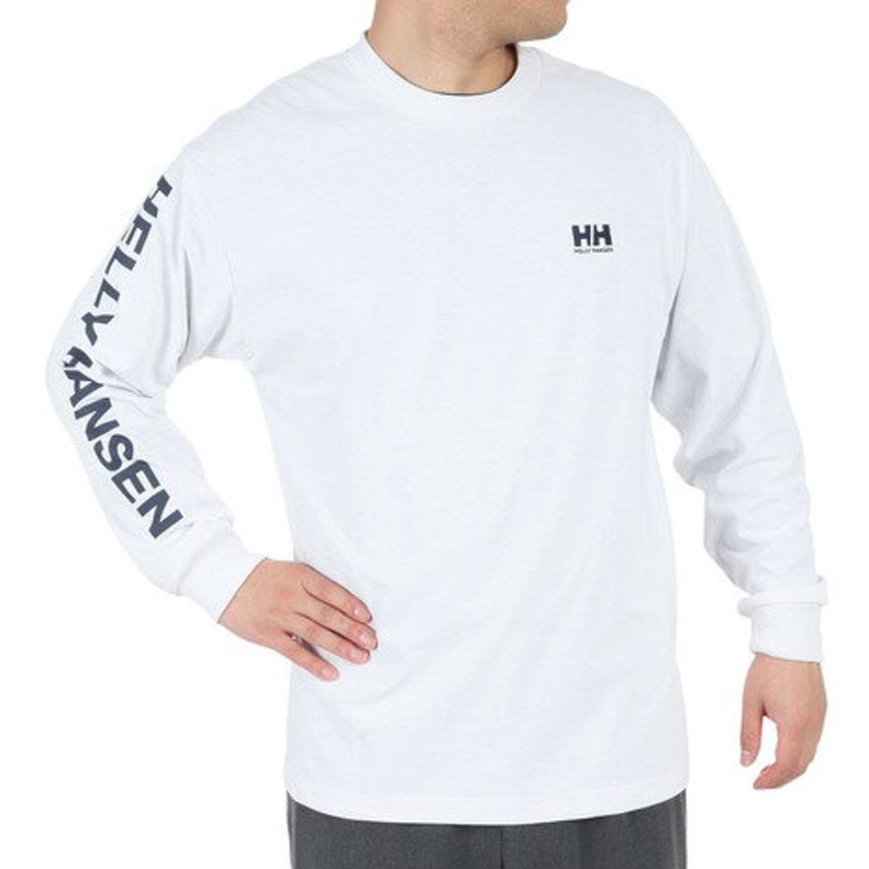 ヘリーハンセン(HELLY HANSEN)(メンズ、レディース)長袖Tシャツ ロンT ロングスリーブレターTシャツ HE32331 CW ホワイト トップス 速乾 消臭 春
