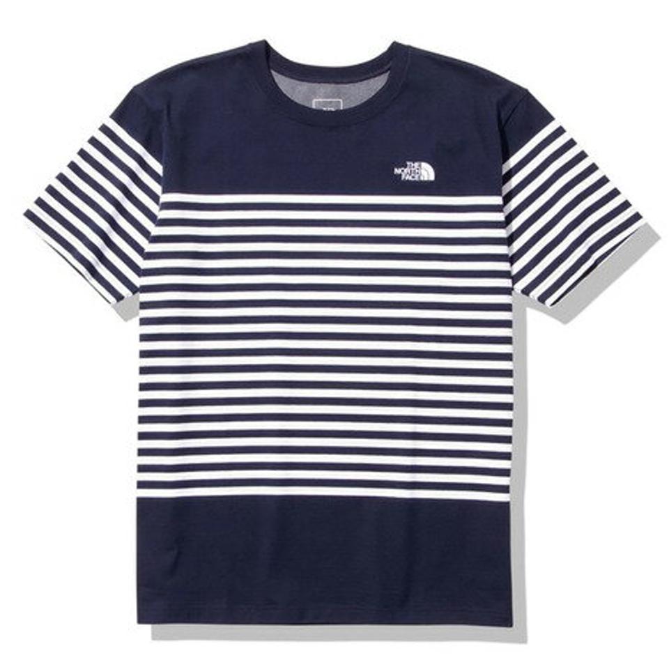 ノースフェイス(THE NORTH FACE)(メンズ)半袖Tシャツ ショートスリーブパネルボーダーTシャツ NT32335 UN ネイビー