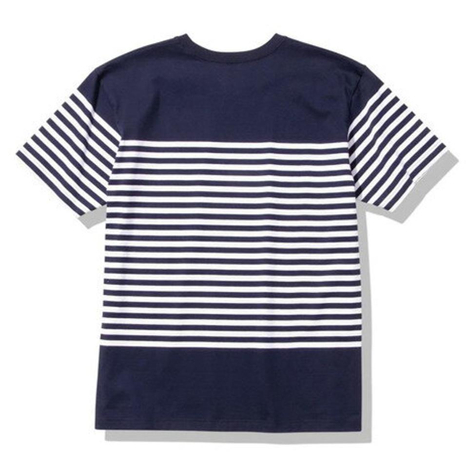 ノースフェイス(THE NORTH FACE)(メンズ)半袖Tシャツ ショートスリーブパネルボーダーTシャツ NT32335 UN ネイビー