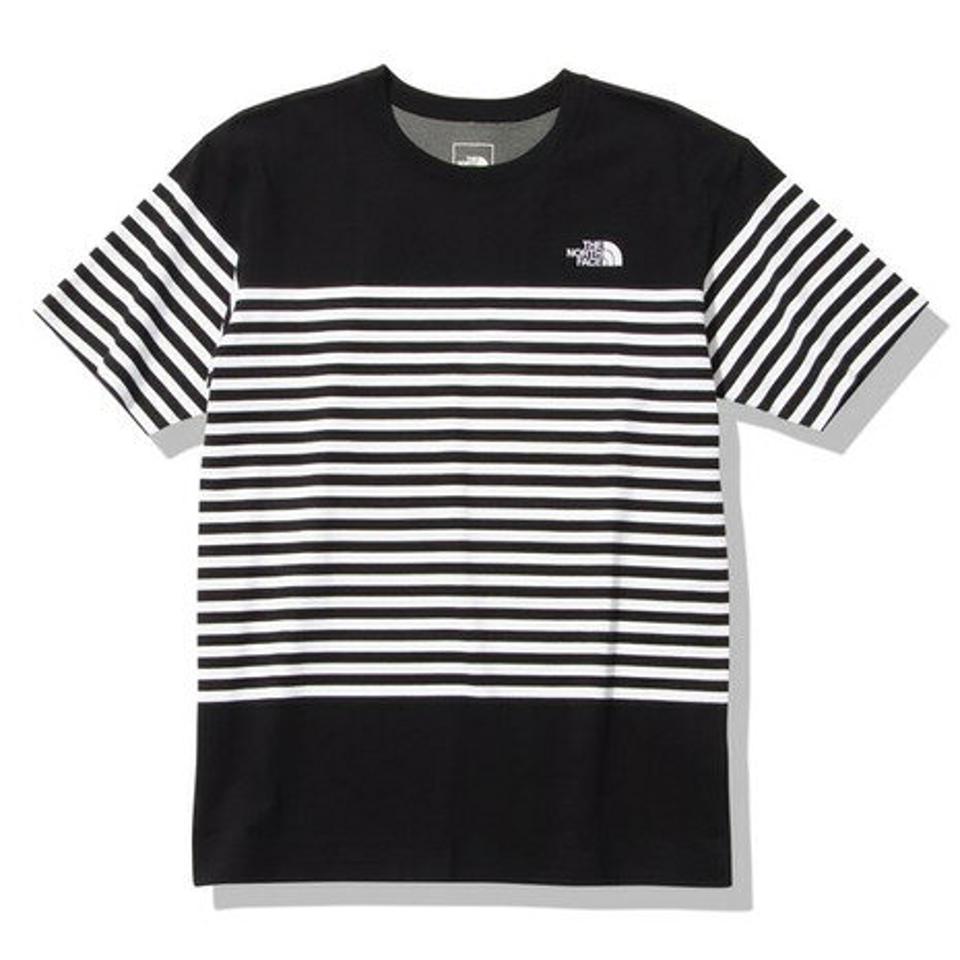 ノースフェイス(THE NORTH FACE)(メンズ)半袖Tシャツ ショートスリーブパネルボーダーTシャツ NT32335 K ブラック