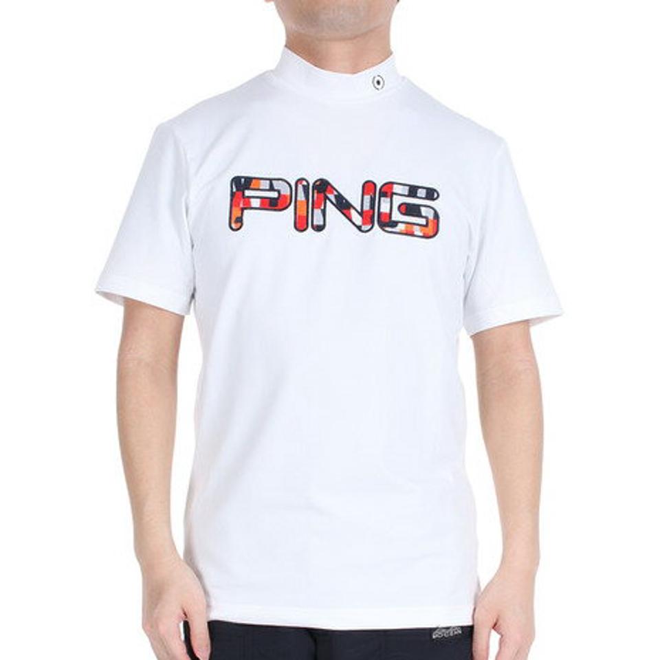 ピン(PING)(メンズ)ゴルフウェア モックネック コットンライク天竺 半袖ハイネックカットソー 621-3168305