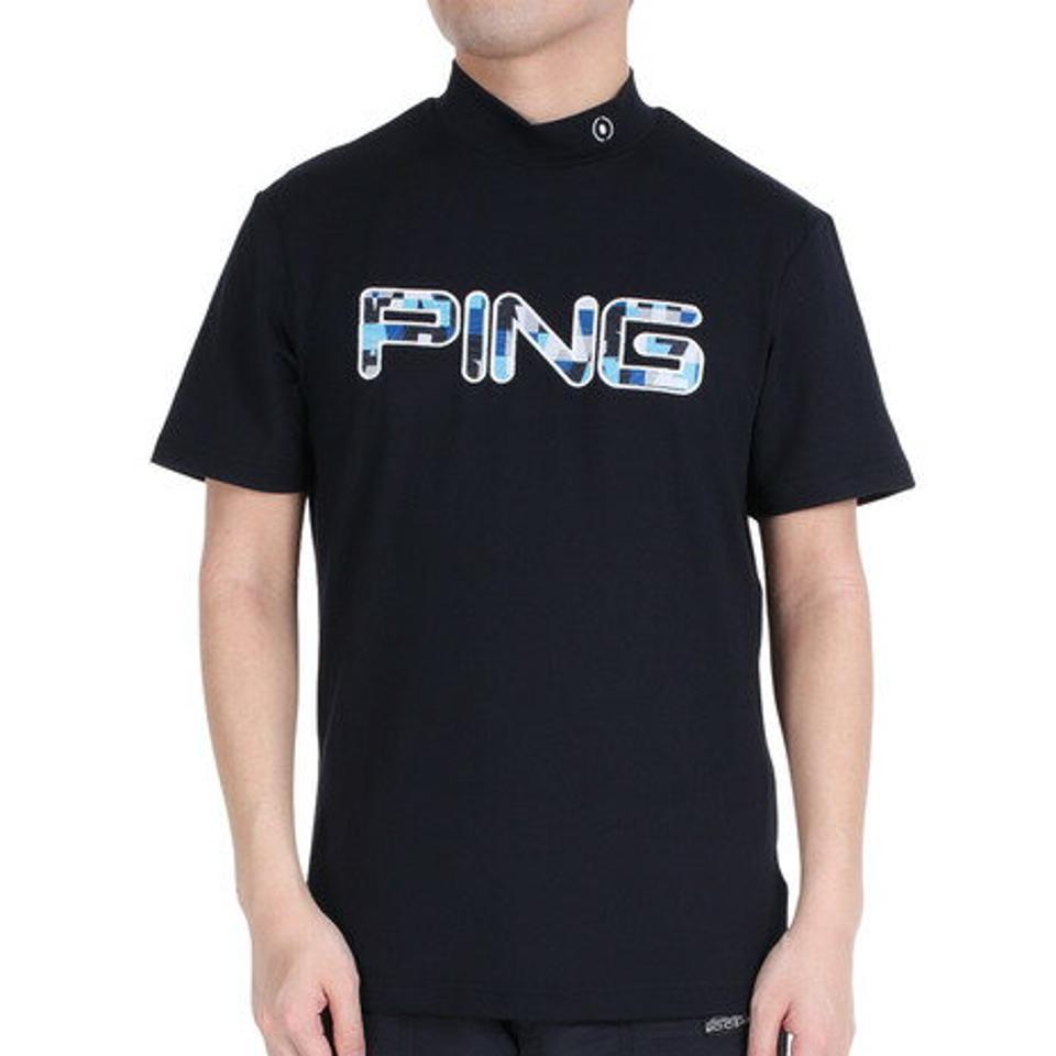 ピン(PING)(メンズ)ゴルフウェア モックネック コットンライク天竺 半袖ハイネックカットソー 621-3168305