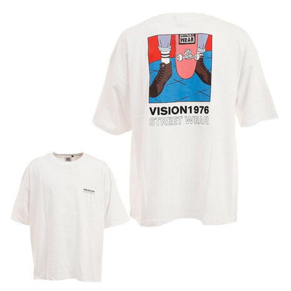 ヴィジョン(VISION)(メンズ)Tシャツ メンズ 半袖 シューズイラストBIG. 1505006-07 WHT カットソー