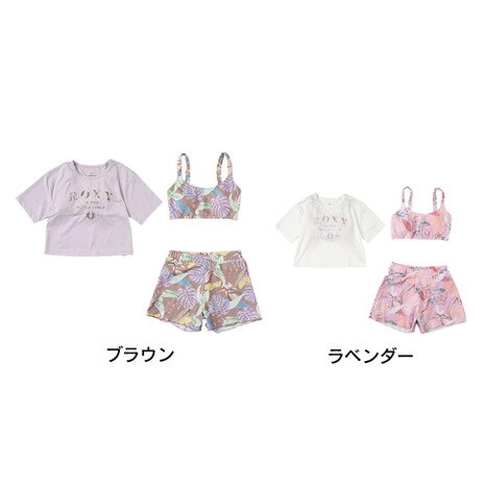 ロキシー(ROXY)(キッズ)水着 ラッシュTシャツ 上下 3点セット 子供 ジュニア MINI ON THE BEACH TSW231102BRN