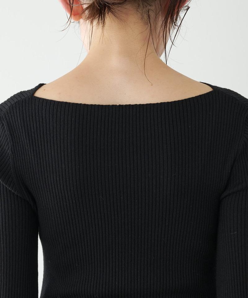 《1月13日13:00まで TIME SALE開催中》デザインネックリブニット