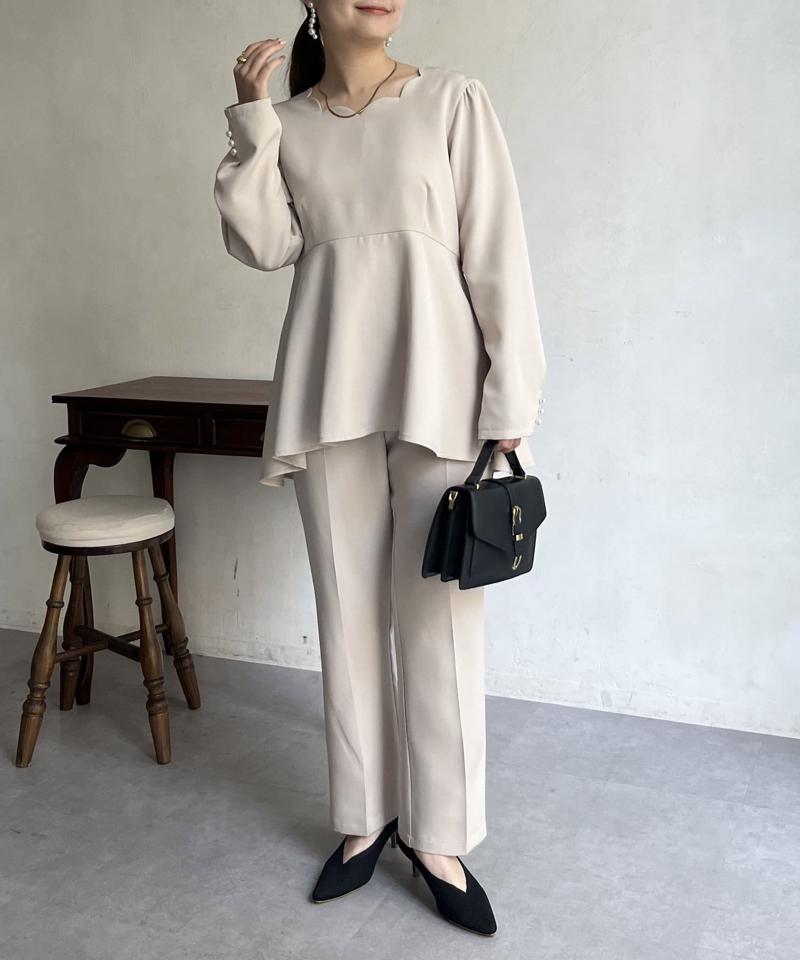 スリムラインひざ下ストレートパンツ