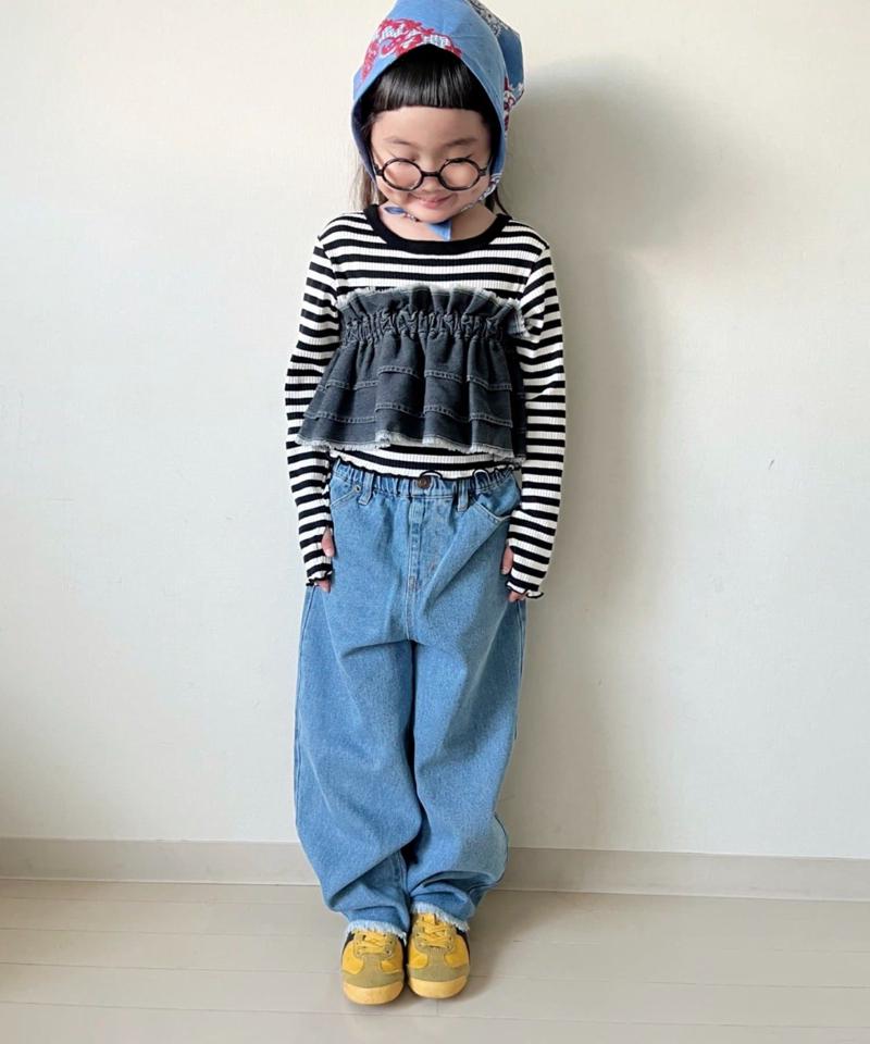 【KIDS】【TYPY DENIM】甘織り裾フリンジカーブデニム