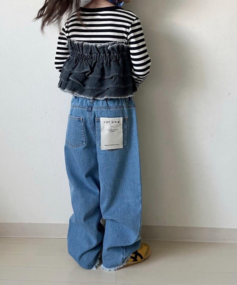 【KIDS】【TYPY DENIM】甘織り裾フリンジカーブデニム