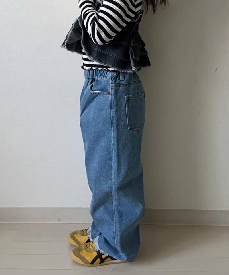 【KIDS】【TYPY DENIM】甘織り裾フリンジカーブデニム