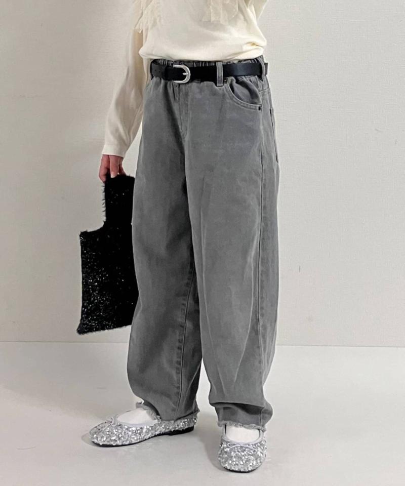 【KIDS】【TYPY DENIM】甘織り裾フリンジカーブデニム