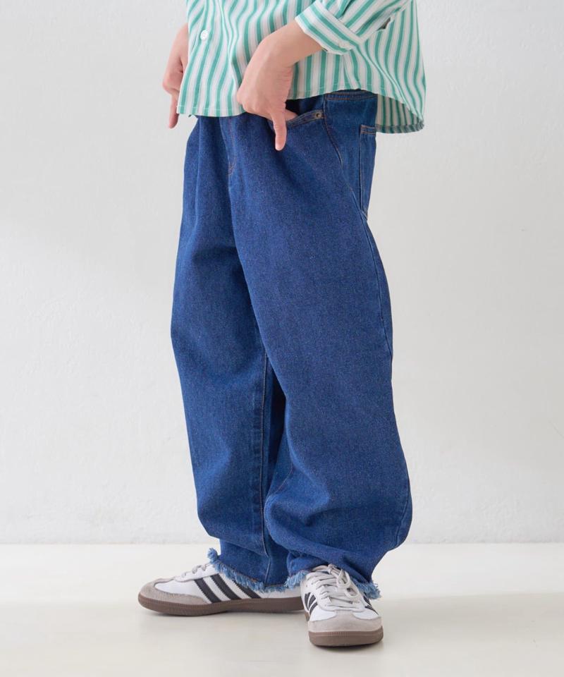 【KIDS】【TYPY DENIM】甘織り裾フリンジカーブデニム