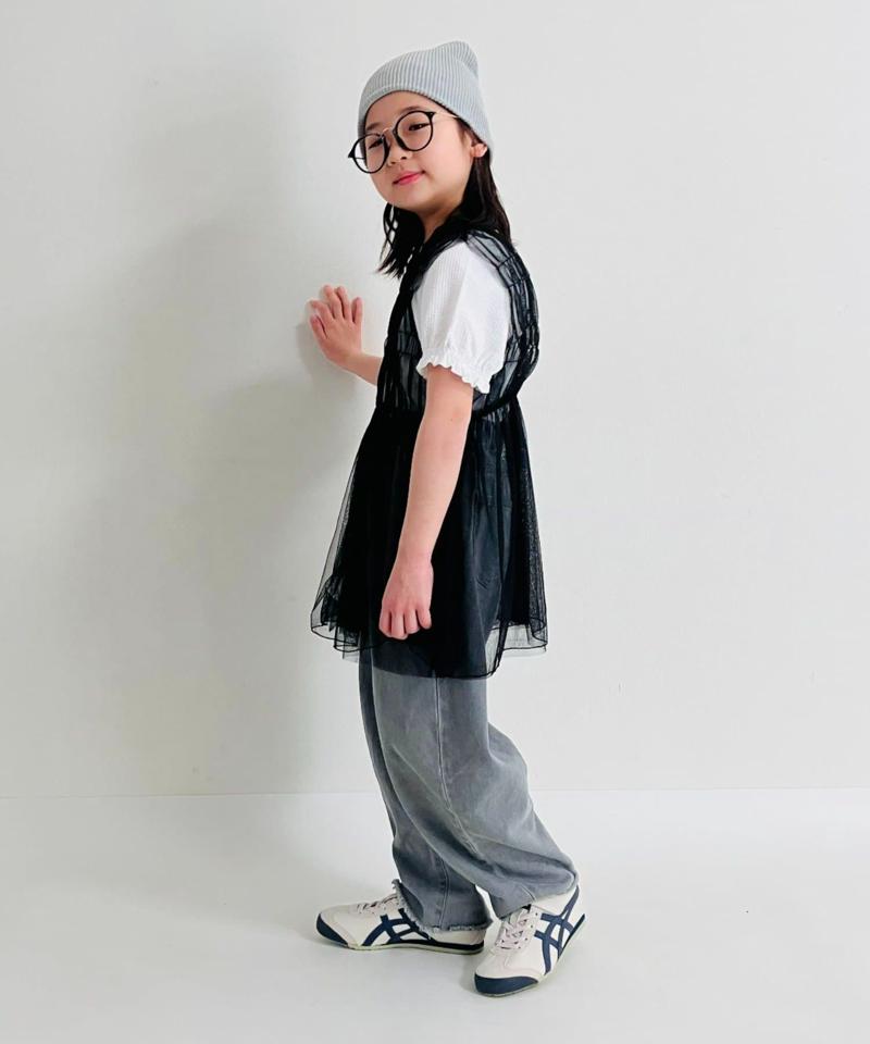 【KIDS】【TYPY DENIM】甘織り裾フリンジカーブデニム