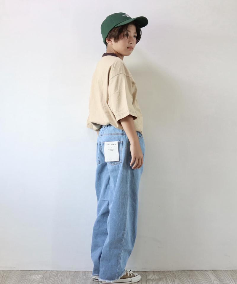 【KIDS】【TYPY DENIM】甘織り裾フリンジカーブデニム