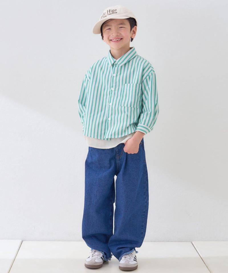 【KIDS】【TYPY DENIM】甘織り裾フリンジカーブデニム