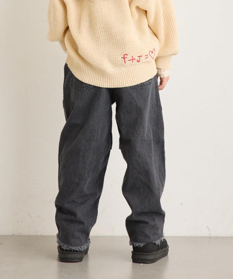 【KIDS】【TYPY DENIM】甘織り裾フリンジカーブデニム