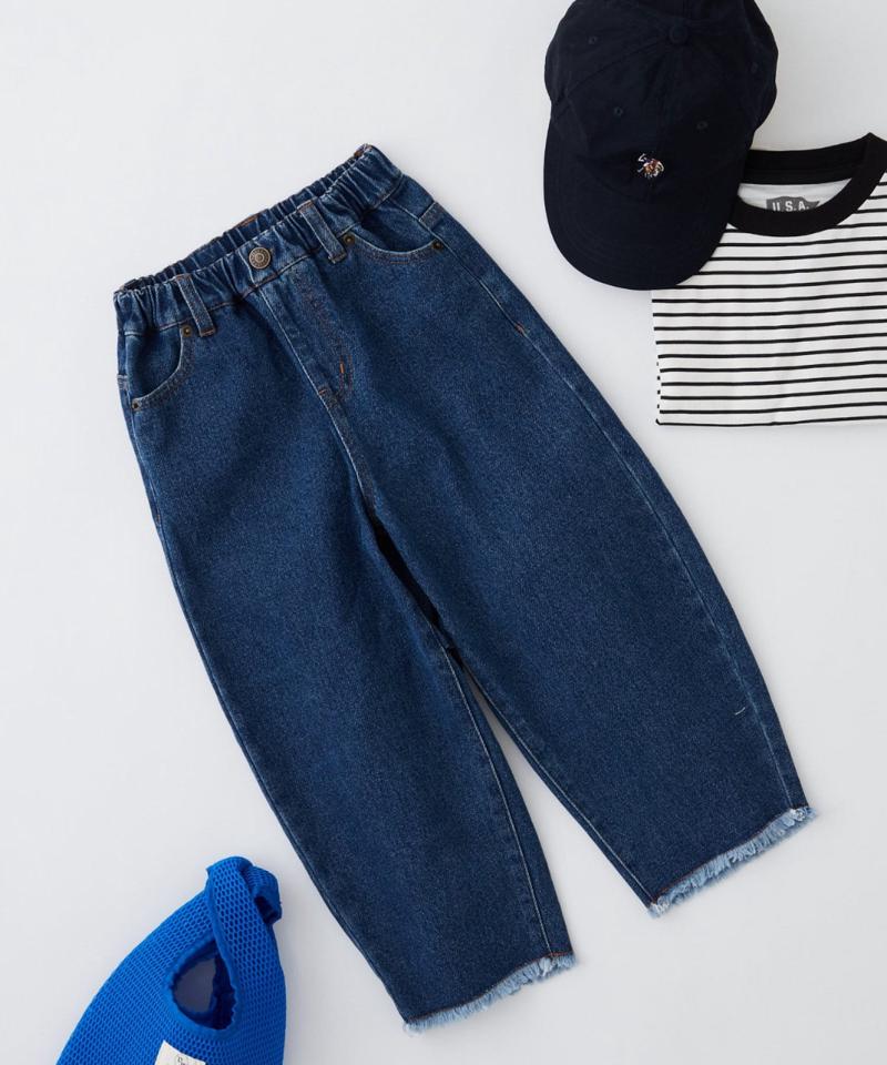 【KIDS】【TYPY DENIM】甘織り裾フリンジカーブデニム