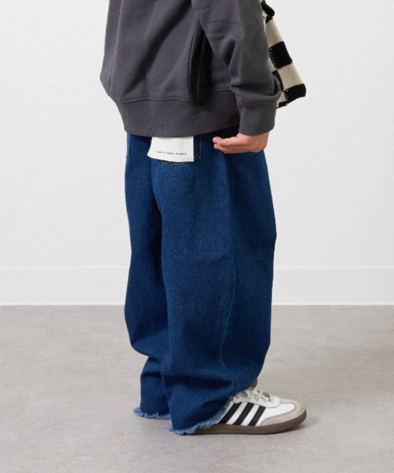 【KIDS】【TYPY DENIM】甘織り裾フリンジカーブデニム