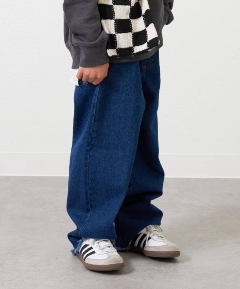 【KIDS】【TYPY DENIM】甘織り裾フリンジカーブデニム