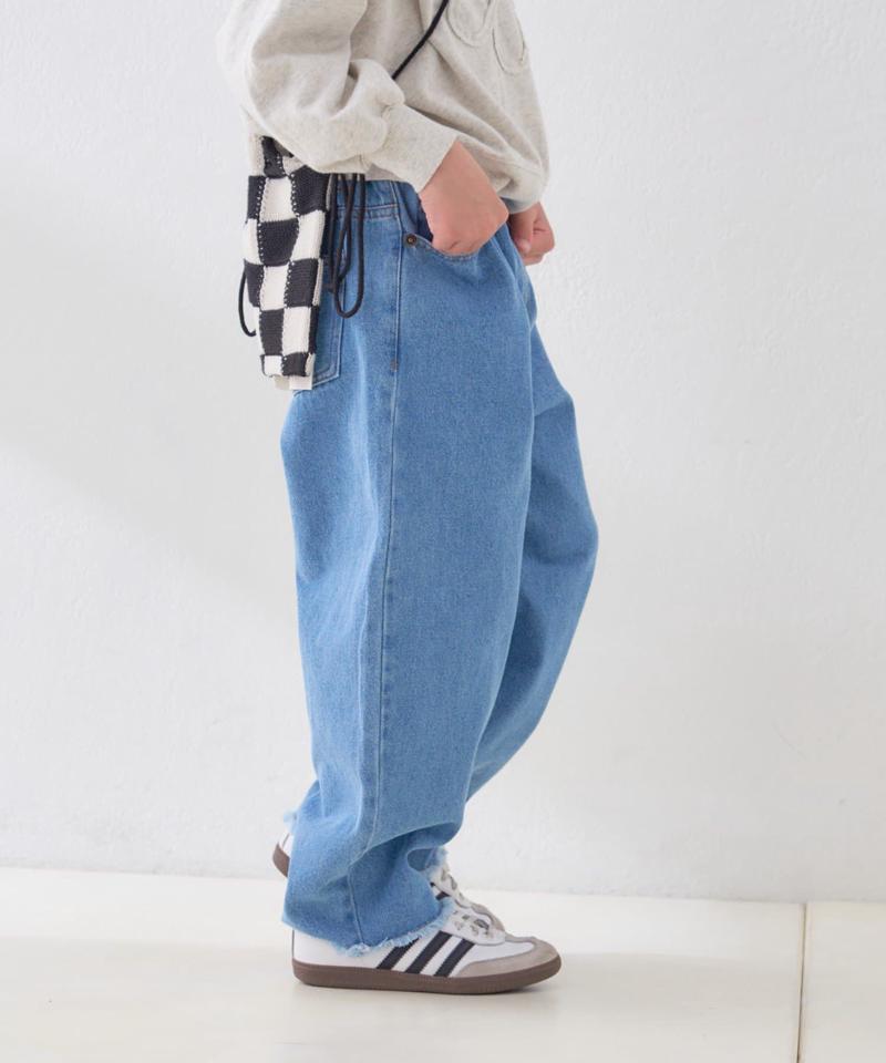 【KIDS】【TYPY DENIM】甘織り裾フリンジカーブデニム