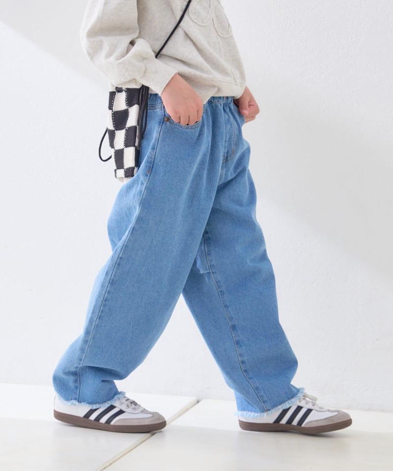 【KIDS】【TYPY DENIM】甘織り裾フリンジカーブデニム