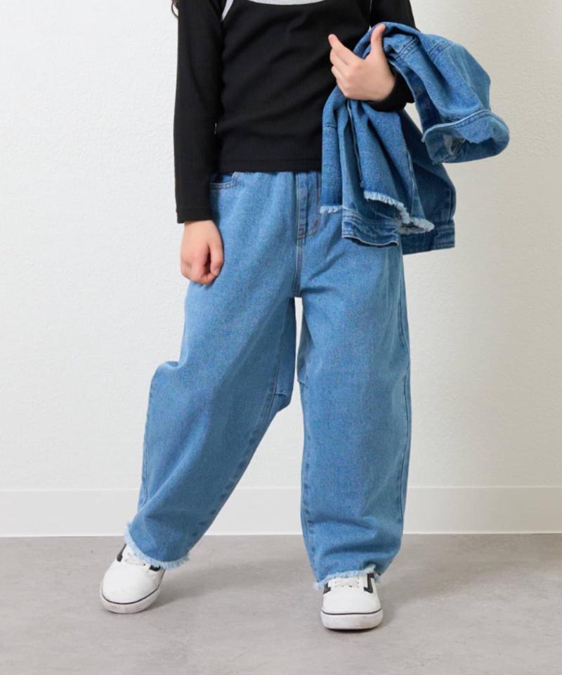 【KIDS】【TYPY DENIM】甘織り裾フリンジカーブデニム