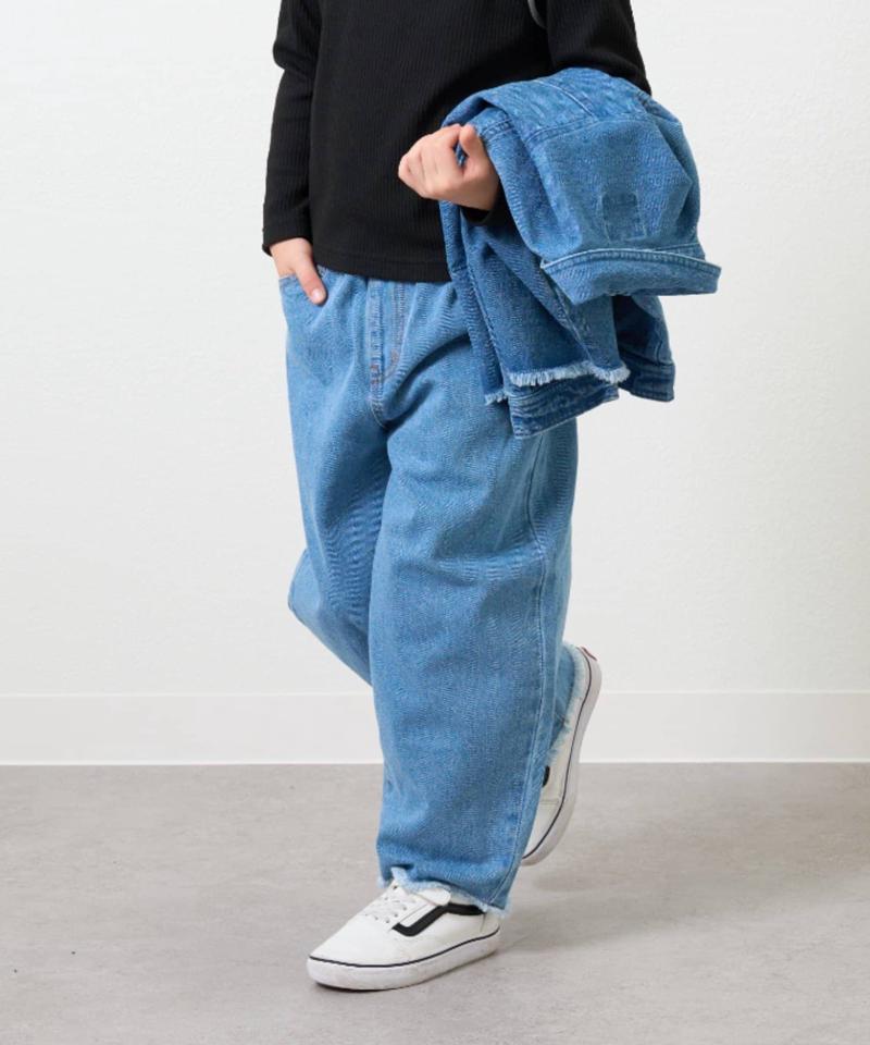 【KIDS】【TYPY DENIM】甘織り裾フリンジカーブデニム