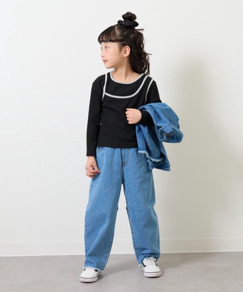 【KIDS】【TYPY DENIM】甘織り裾フリンジカーブデニム