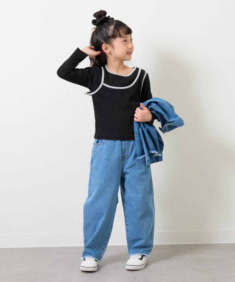 【KIDS】【TYPY DENIM】甘織り裾フリンジカーブデニム