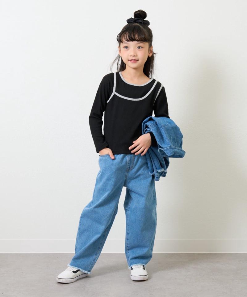 【KIDS】【TYPY DENIM】甘織り裾フリンジカーブデニム