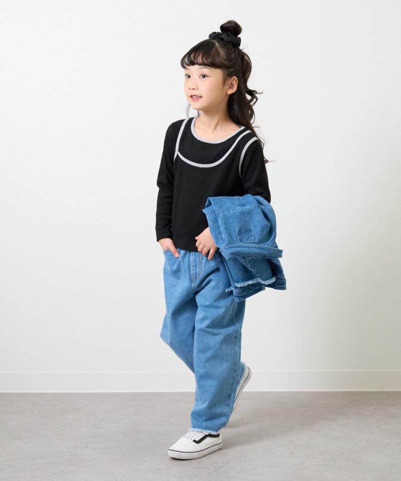 【KIDS】【TYPY DENIM】甘織り裾フリンジカーブデニム