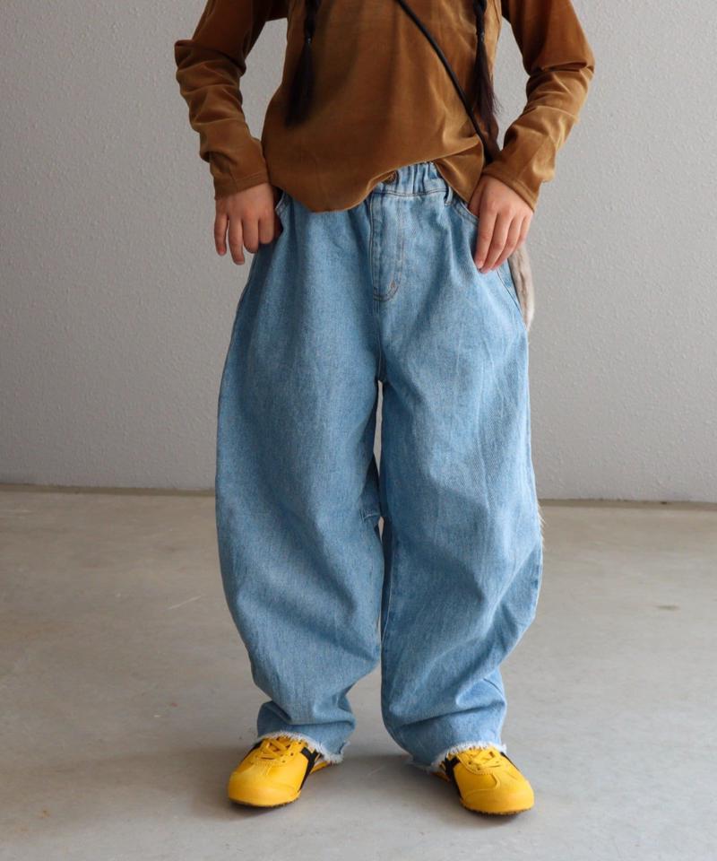 【KIDS】【TYPY DENIM】甘織り裾フリンジカーブデニム