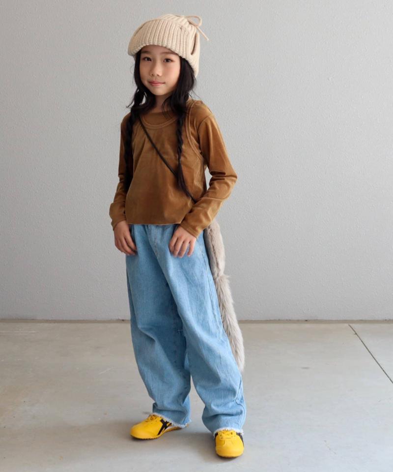【KIDS】【TYPY DENIM】甘織り裾フリンジカーブデニム