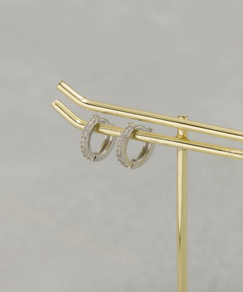ラインストーンワンタッチピアス