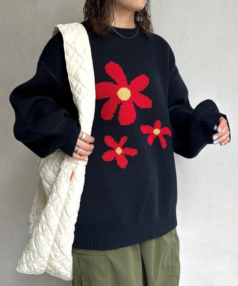お花ジャガードBIGニット