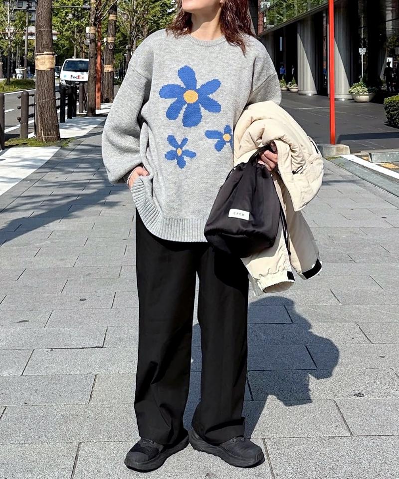 お花ジャガードBIGニット