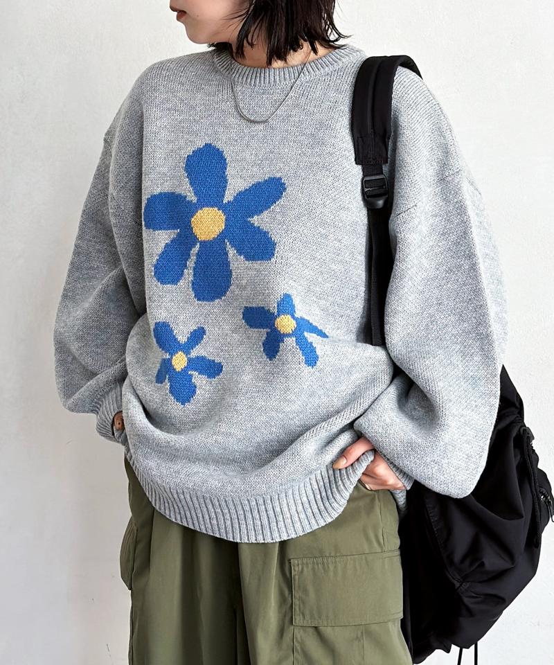 お花ジャガードBIGニット