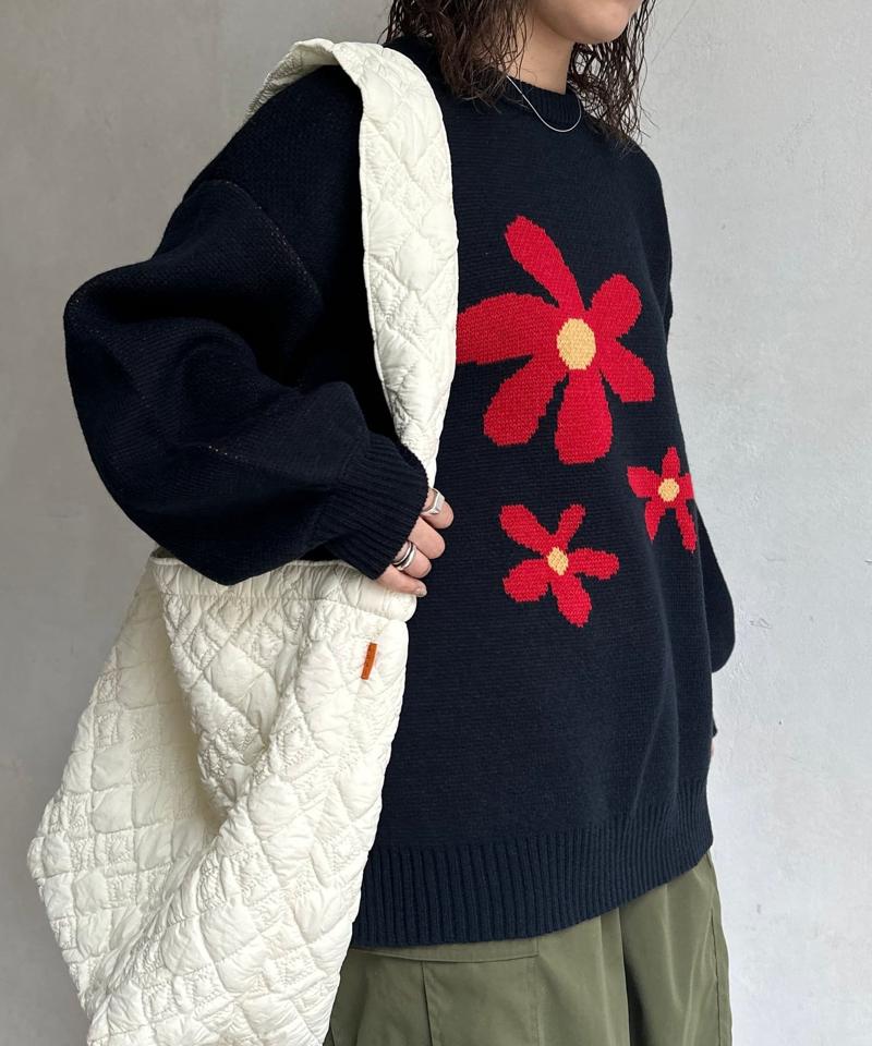 お花ジャガードBIGニット
