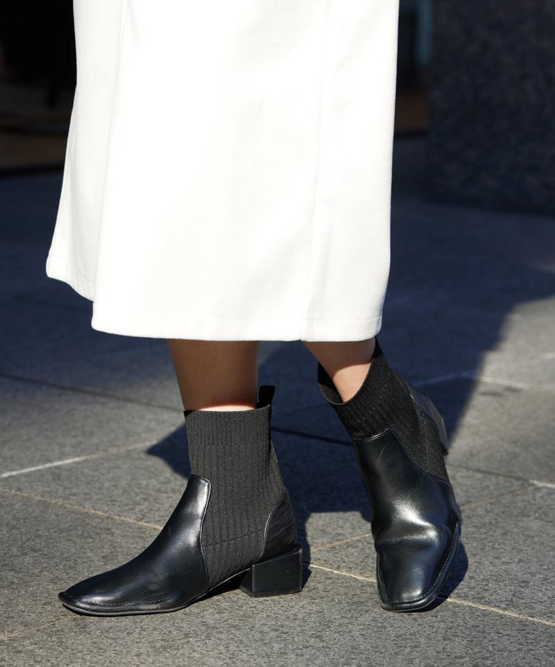 ニット切替ショートブーツ