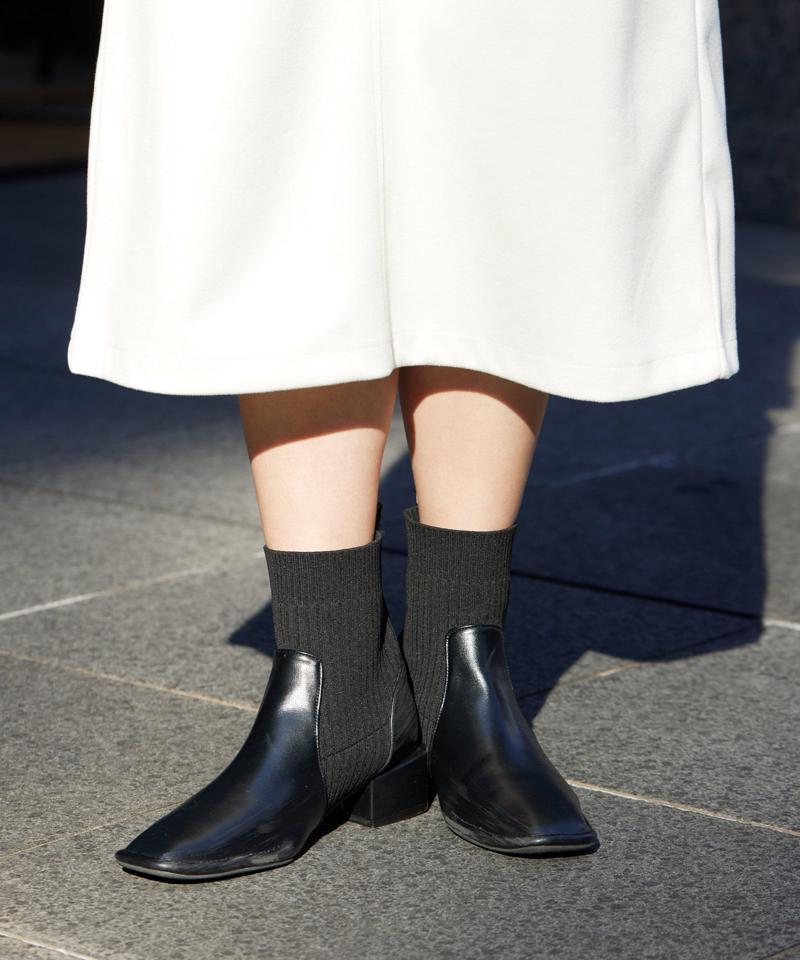 ニット切替ショートブーツ