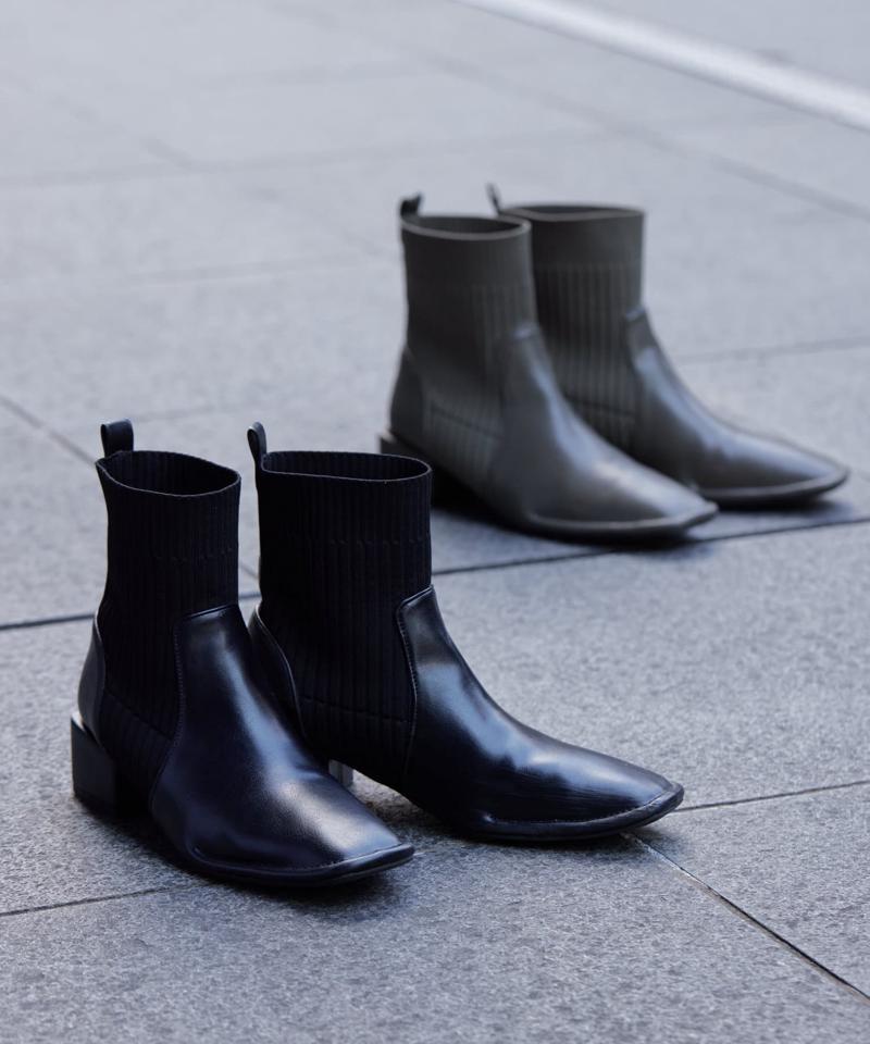ニット切替ショートブーツ