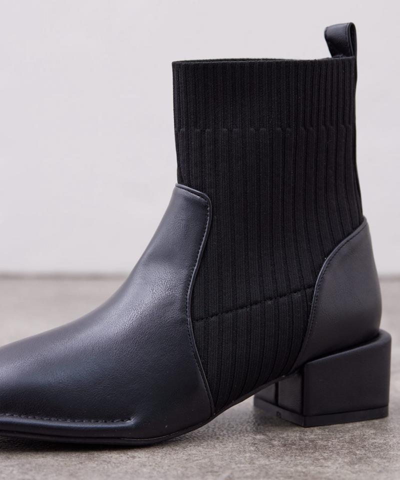 ニット切替ショートブーツ