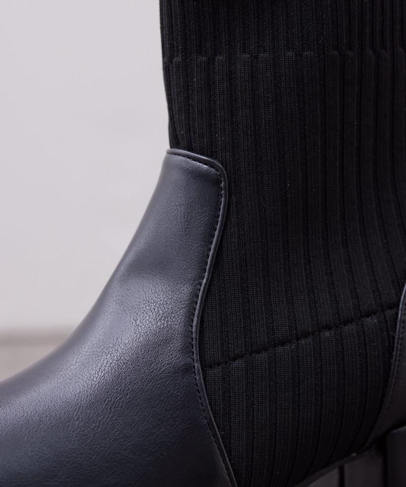 ニット切替ショートブーツ