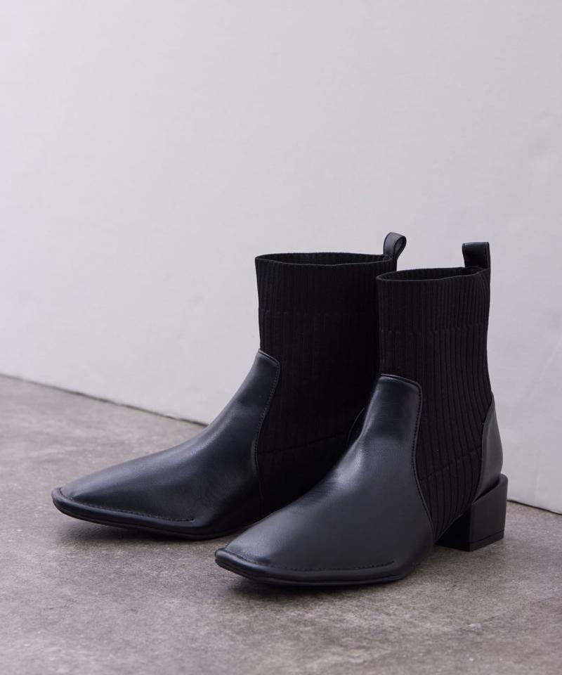 ニット切替ショートブーツ