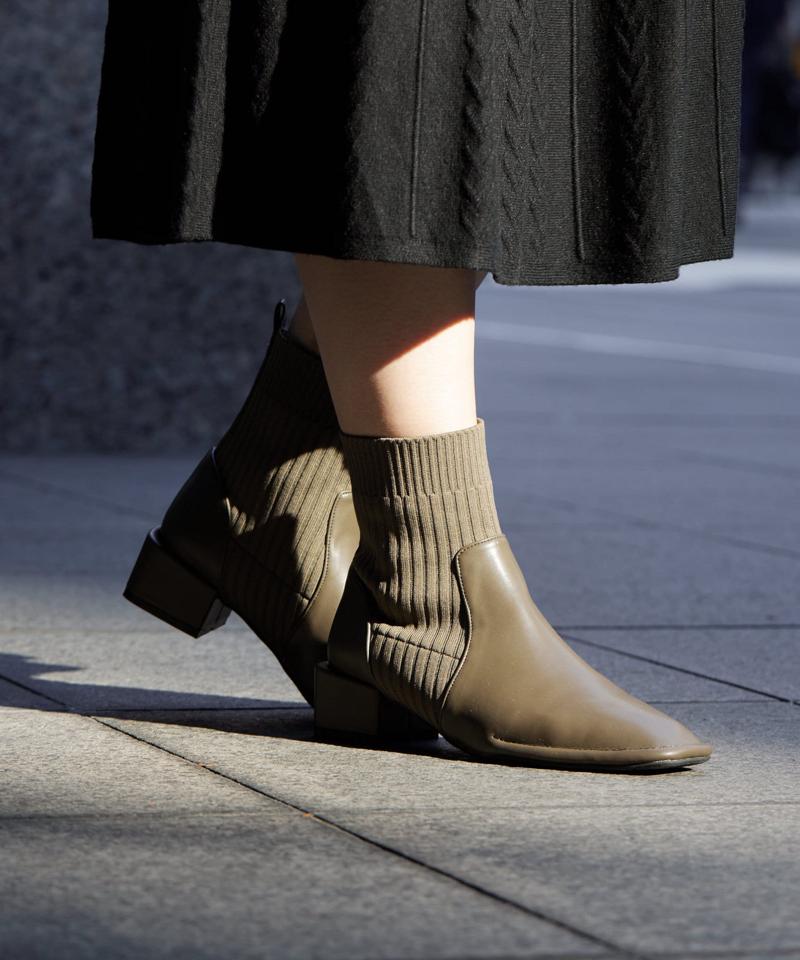 ニット切替ショートブーツ