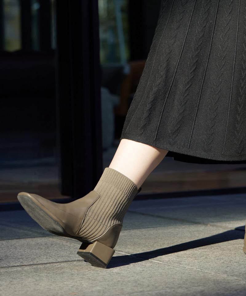 ニット切替ショートブーツ