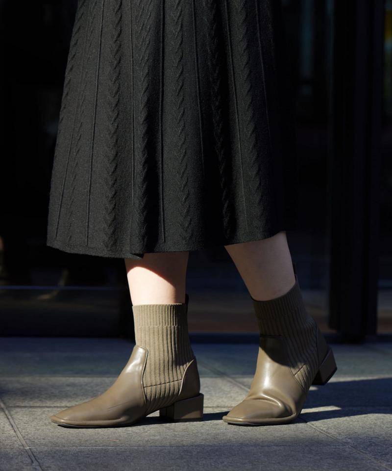 ニット切替ショートブーツ