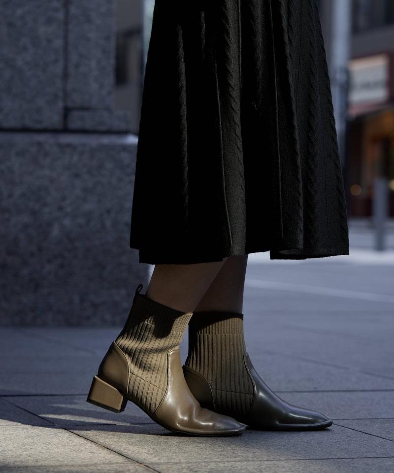 ニット切替ショートブーツ